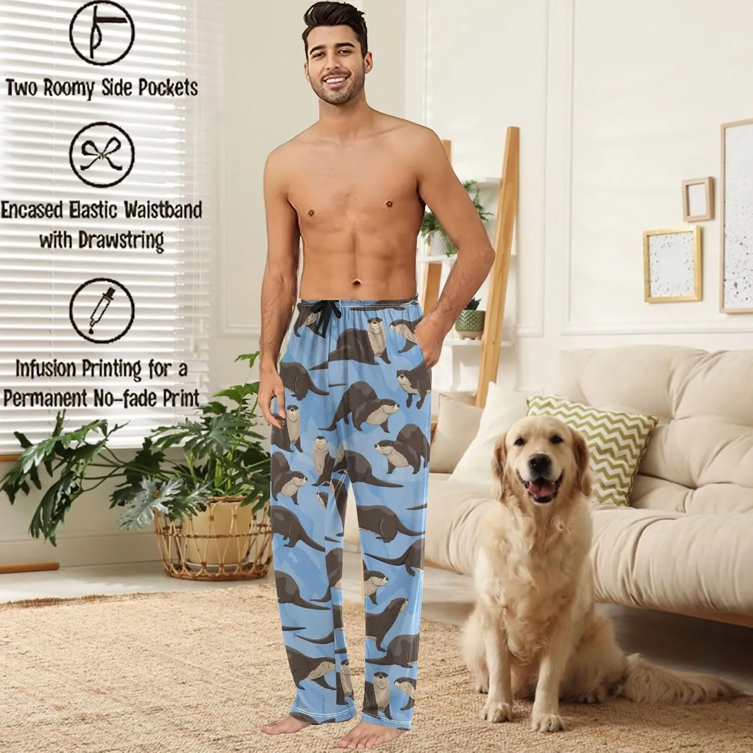 visesunny Men's Pajama Pants 100% Cotton Lounge Soft Warm Sleepwear Pants PJ Bottoms Drawstring and Pockets