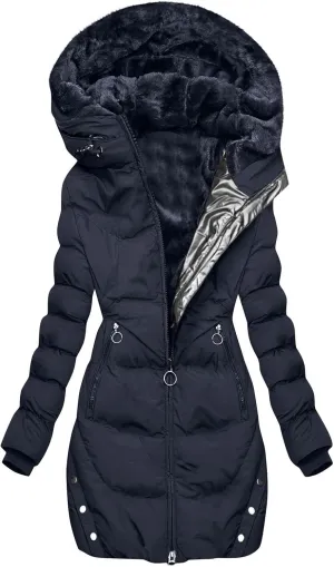 Winter Jackets for Women 2024 Zipper Hood Fleece Lined Thicken Padded Coats Casual Warm Cotton Outerwear with Pockets