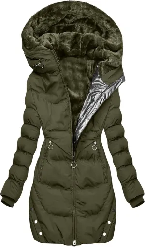 Winter Jackets for Women 2024 Zipper Hood Fleece Lined Thicken Padded Coats Casual Warm Cotton Outerwear with Pockets