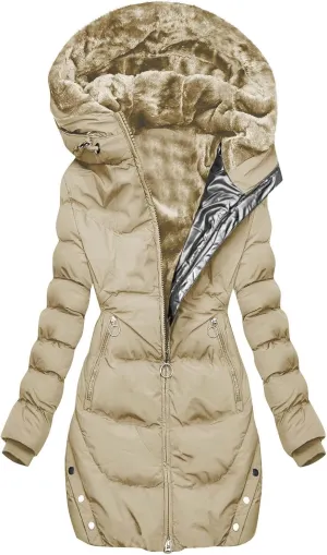 Winter Jackets for Women 2024 Zipper Hood Fleece Lined Thicken Padded Coats Casual Warm Cotton Outerwear with Pockets
