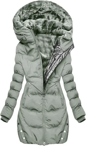 Winter Jackets for Women 2024 Zipper Hood Fleece Lined Thicken Padded Coats Casual Warm Cotton Outerwear with Pockets