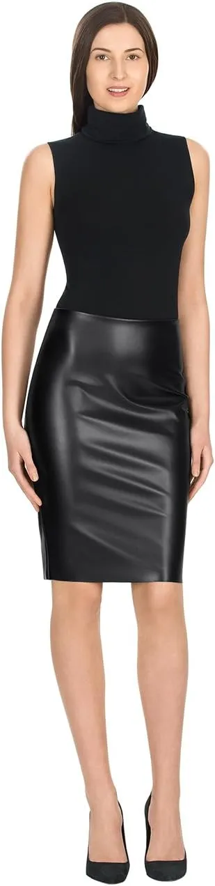 Wolford Estella Faux Leather Pencil Skirt for Women Sophisticated Knee-Length with Stretch for Comfort Chic Minimalist Design