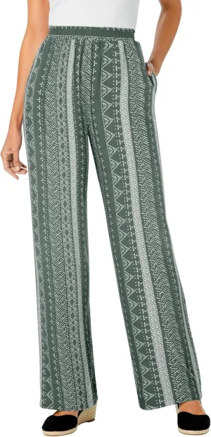 Woman Within Plus Size Tall Pull-On Elastic Waist Soft Pants