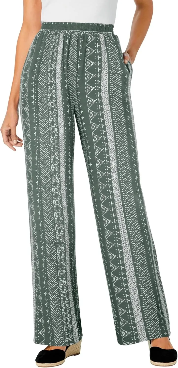 Woman Within Plus Size Tall Pull-On Elastic Waist Soft Pants