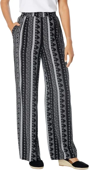 Woman Within Plus Size Tall Pull-On Elastic Waist Soft Pants