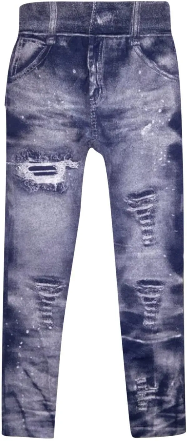 Women Denim Print Leggings Elastic High Waist Soft Yoga Pants Fake Jeans Seamless Gym Pant Butt Lifting Trousers