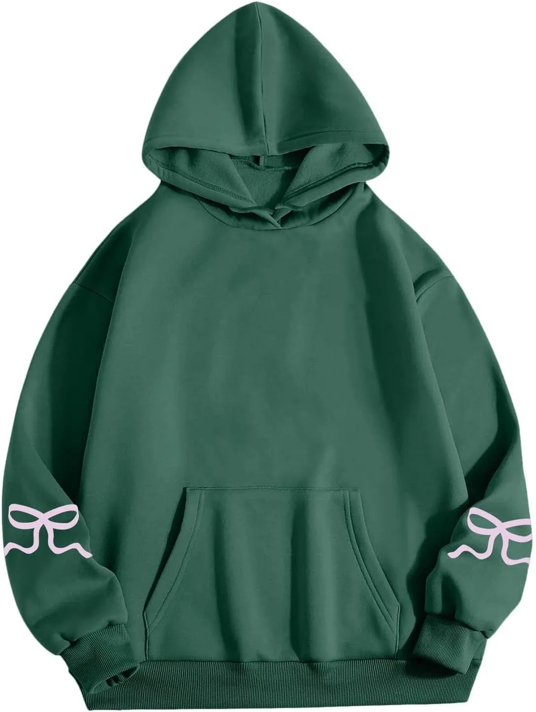 Women Oversized Hoodies Sleeve Edge Bow Printed Sweatshirt Loose Fit Casual Fashion Outfits Workout Pullover with
