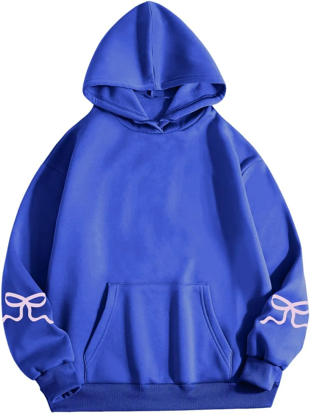 Women Oversized Hoodies Sleeve Edge Bow Printed Sweatshirt Loose Fit Casual Fashion Outfits Workout Pullover with
