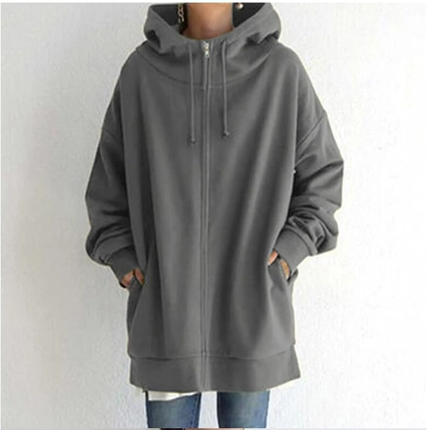 Women Oversized Hoodies Winter Thick Turtleneck Hooded Zipper Sweatshirt Baggy Turtleneck Coat Casual Y2K Sports Tops