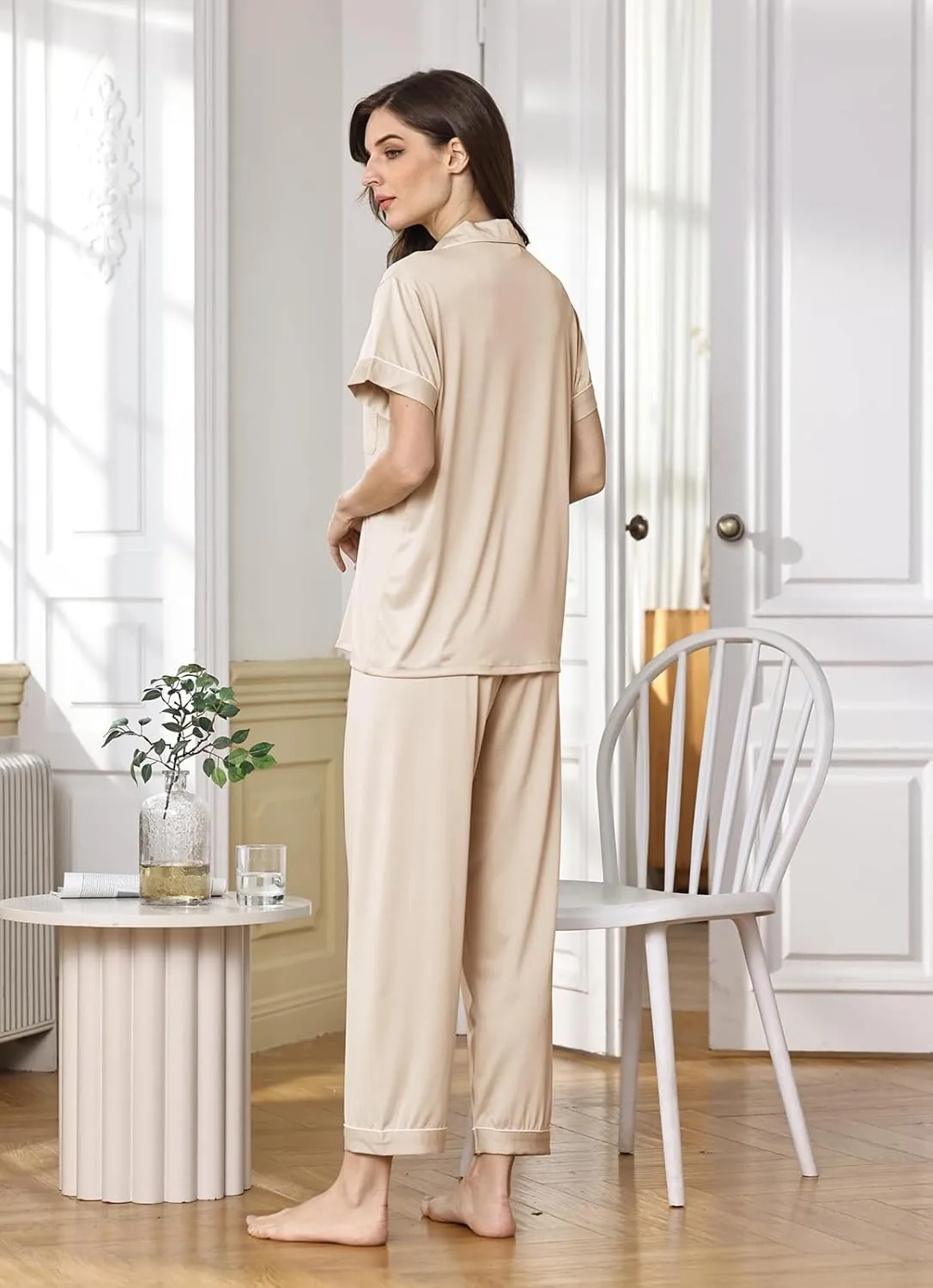 Womens 3Pcs Soft Pajama Sets Sexy Camisole Lingerie XS-4XL Knit Pajamas Set Sleepwear Pjs Nightwear Lounge Sets