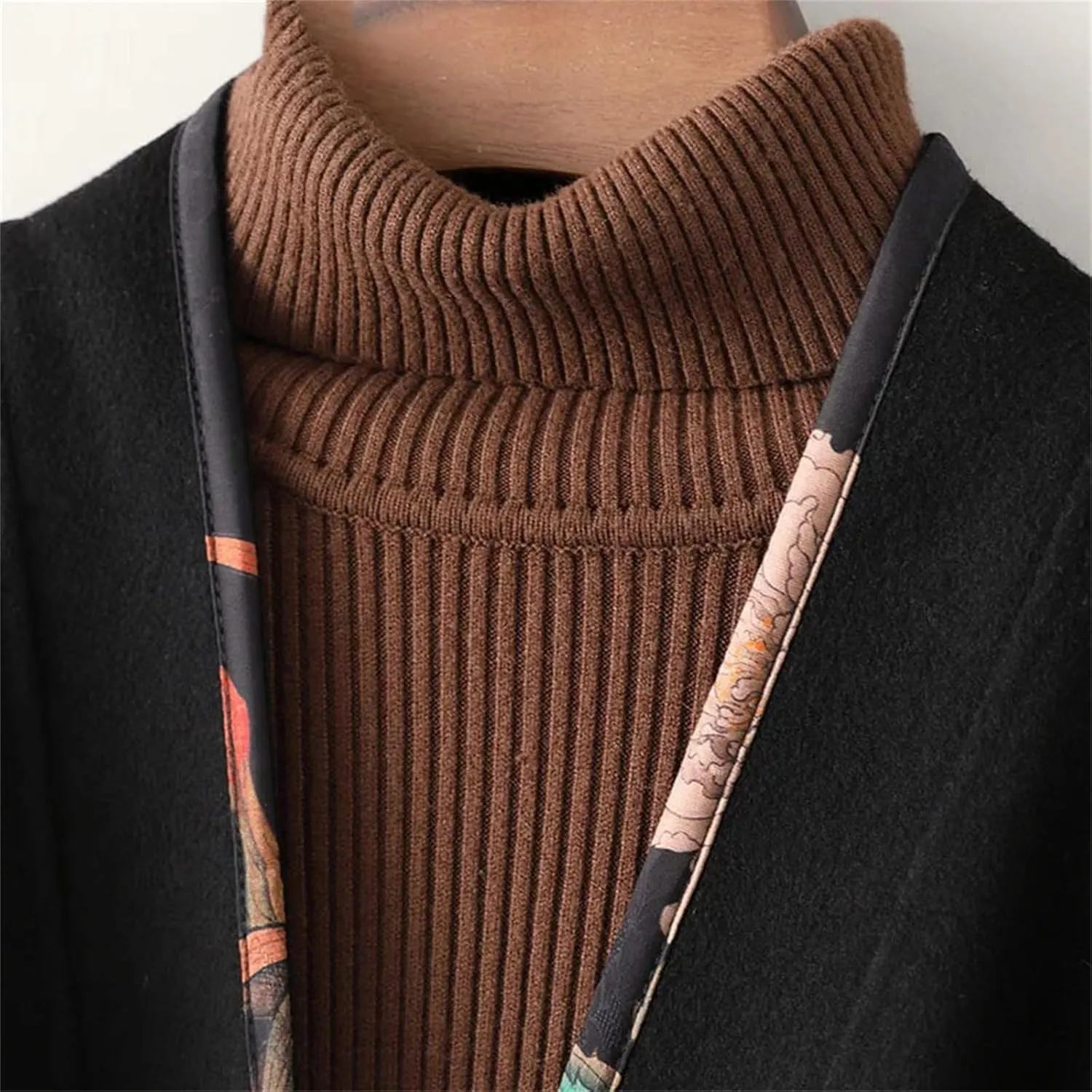 Womens Black Wool Cashmere Blend Long Trench Coat V-Neck Belted Office Dressy Coat