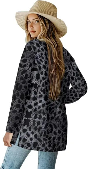 Womens Cardigan Jacket Casual Long Sleeve Coat Loose Lightweight Shirt Jacket Coat Open Front Outerwear with Pockets
