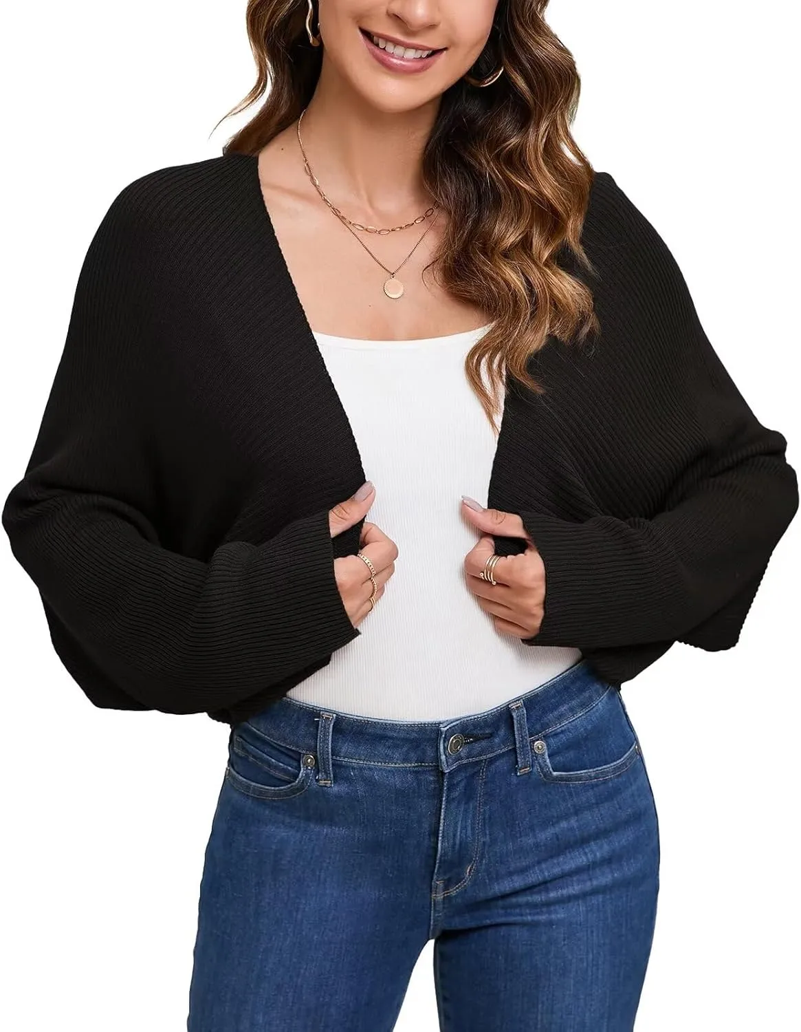 Women's Cardigan Summer 2024 Bolero Shrugs for Dresses Cropped Sweater Long Sleeve Lightweight Open Front Elegant Knit Top.