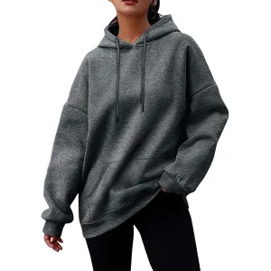 Women's Casual Hoodies Long Sleeve Solid Lightweight Pullover Tops Loose Sweatshirt with Pocket fall outfits