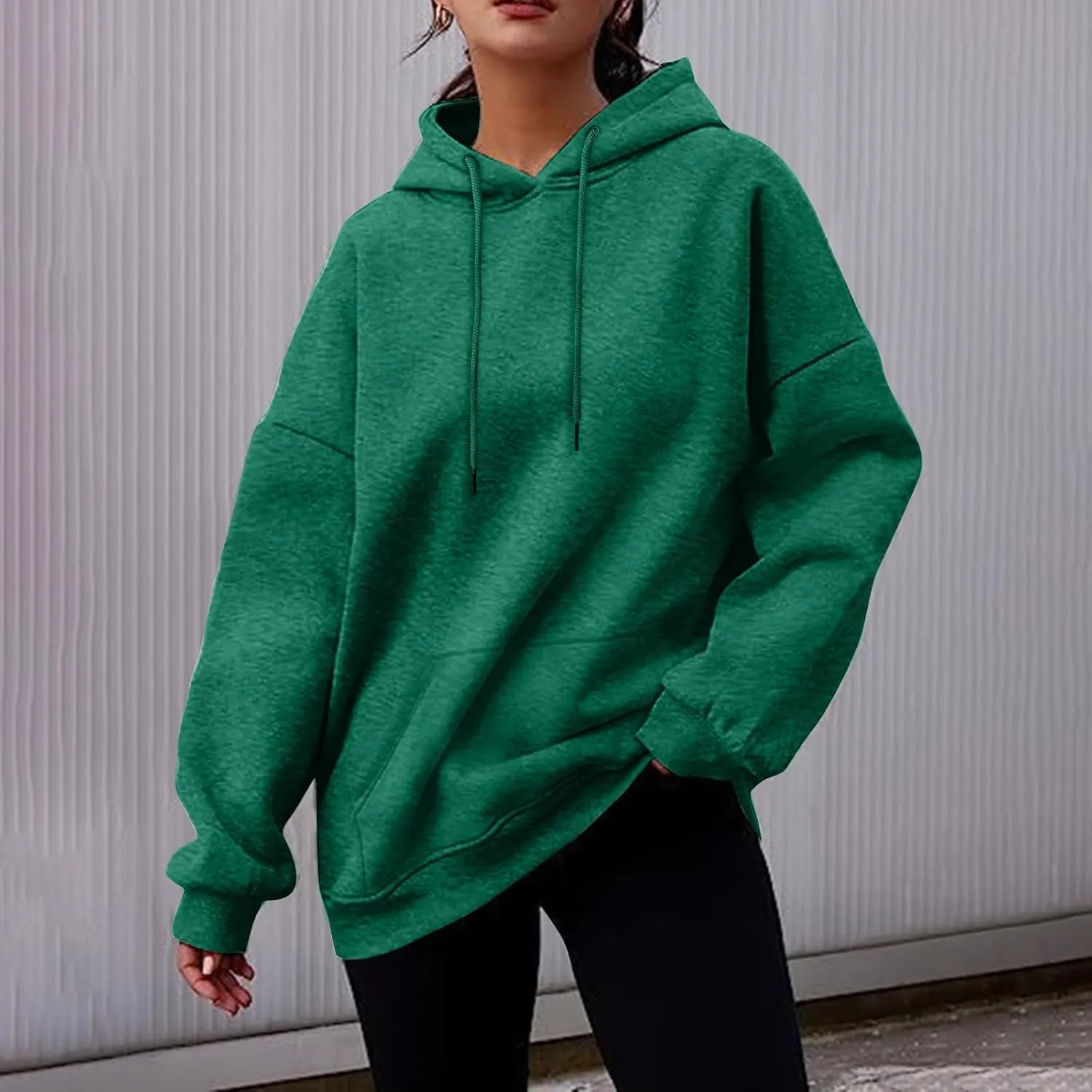 Women's Casual Hoodies Long Sleeve Solid Lightweight Pullover Tops Loose Sweatshirt with Pocket fall outfits