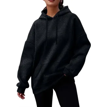 Women's Casual Hoodies Long Sleeve Solid Lightweight Pullover Tops Loose Sweatshirt with Pocket fall outfits