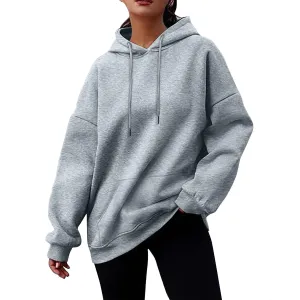Women's Casual Hoodies Long Sleeve Solid Lightweight Pullover Tops Loose Sweatshirt with Pocket fall outfits