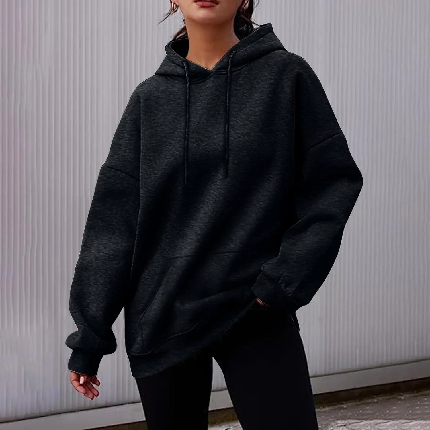 Women's Casual Hoodies Long Sleeve Solid Lightweight Pullover Tops Loose Sweatshirt with Pocket fall outfits