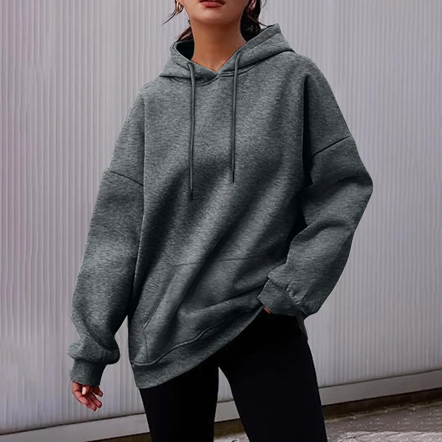Women's Casual Hoodies Long Sleeve Solid Lightweight Pullover Tops Loose Sweatshirt with Pocket fall outfits