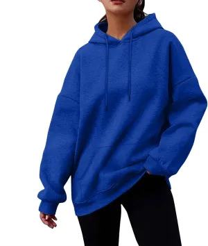 Women's Casual Hoodies Long Sleeve Solid Lightweight Pullover Tops Loose Sweatshirt with Pocket fall outfits
