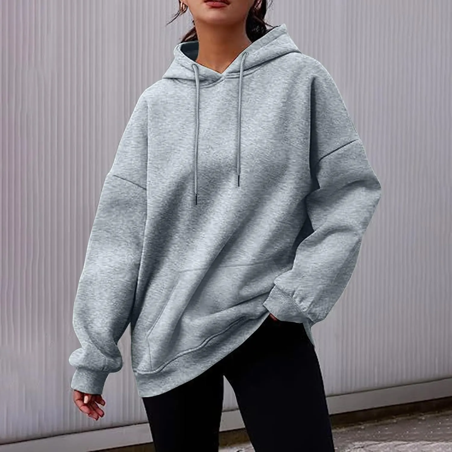 Women's Casual Hoodies Long Sleeve Solid Lightweight Pullover Tops Loose Sweatshirt with Pocket fall outfits