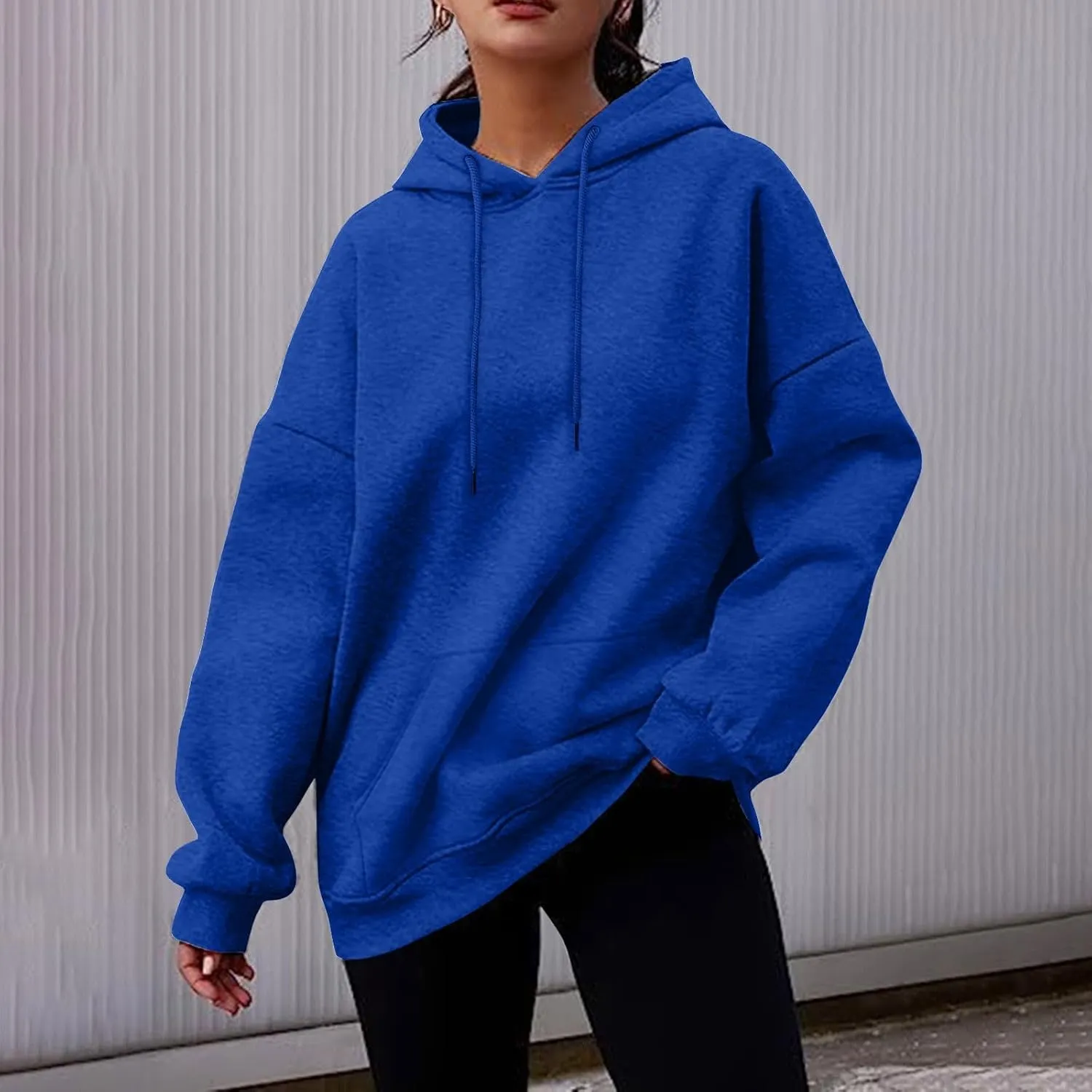 Women's Casual Hoodies Long Sleeve Solid Lightweight Pullover Tops Loose Sweatshirt with Pocket fall outfits