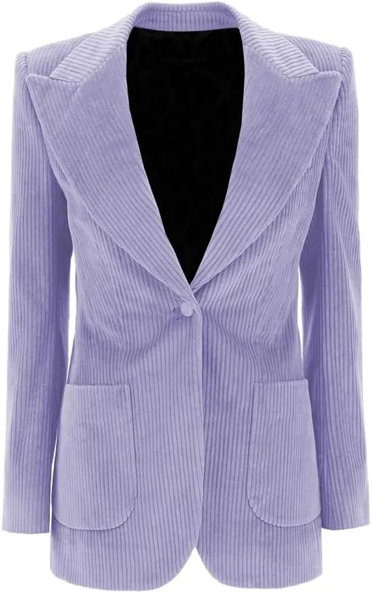 Womens Corduroy Blazer Casual Business Suit Jacket Work Outerwear Blazer Warm Women Blazer