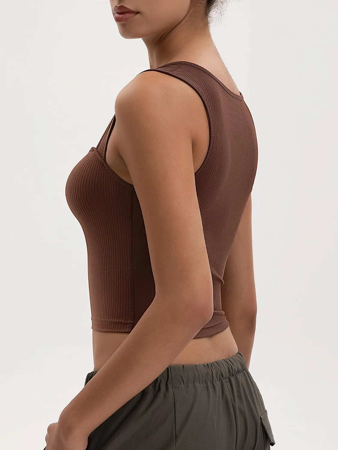 Women's Crop Tank Top Ribbed Sleeveless Shirts Wide Strap Square Neck Casual Basic Tanks 2025 Summer for Workout