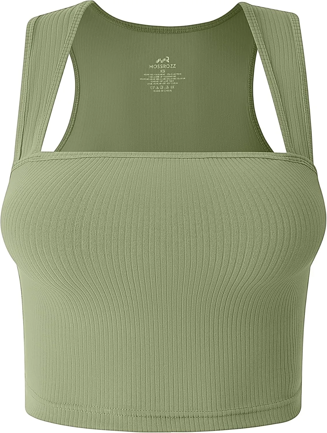 Women's Crop Tank Top Ribbed Sleeveless Shirts Wide Strap Square Neck Casual Basic Tanks 2025 Summer for Workout