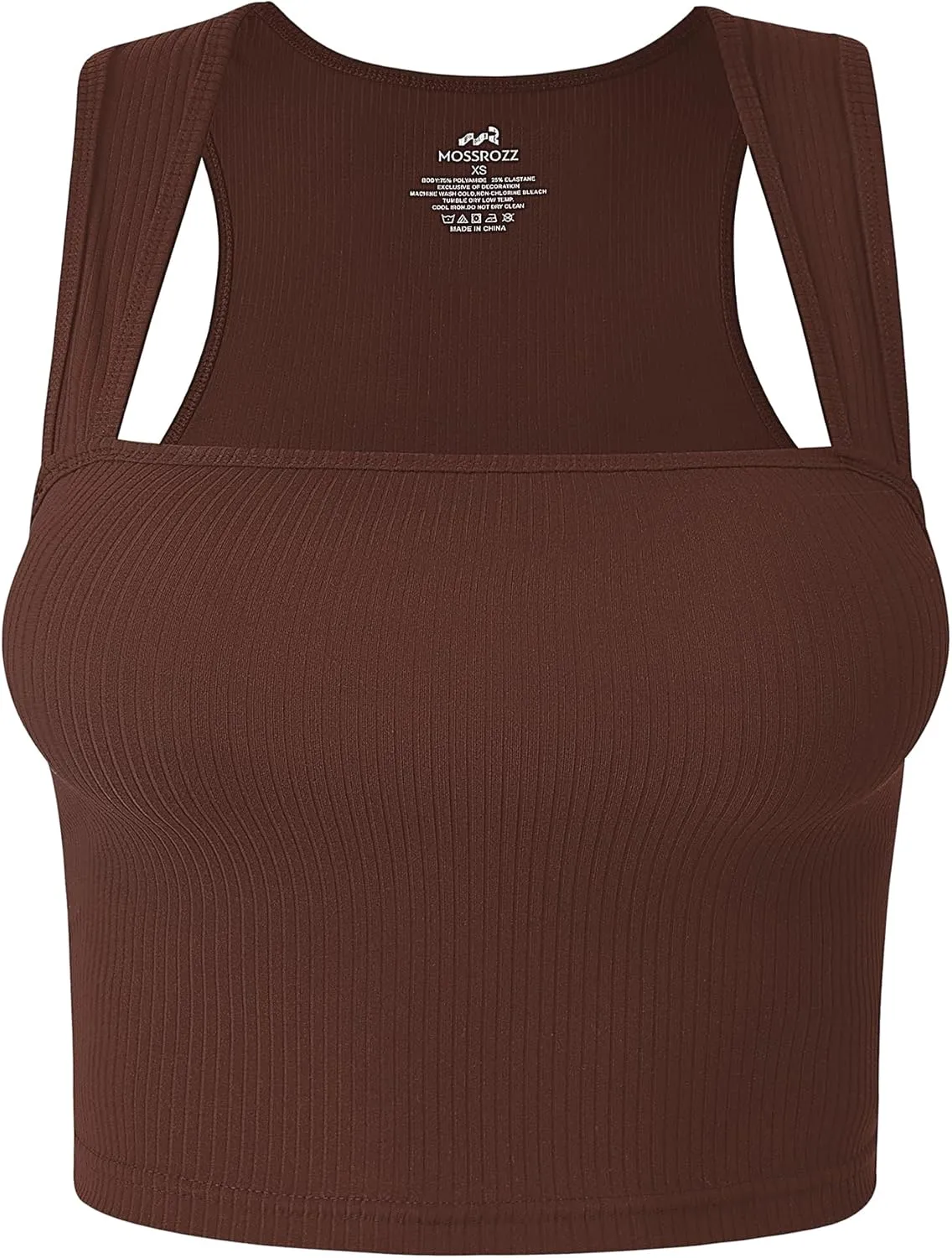 Women's Crop Tank Top Ribbed Sleeveless Shirts Wide Strap Square Neck Casual Basic Tanks 2025 Summer for Workout