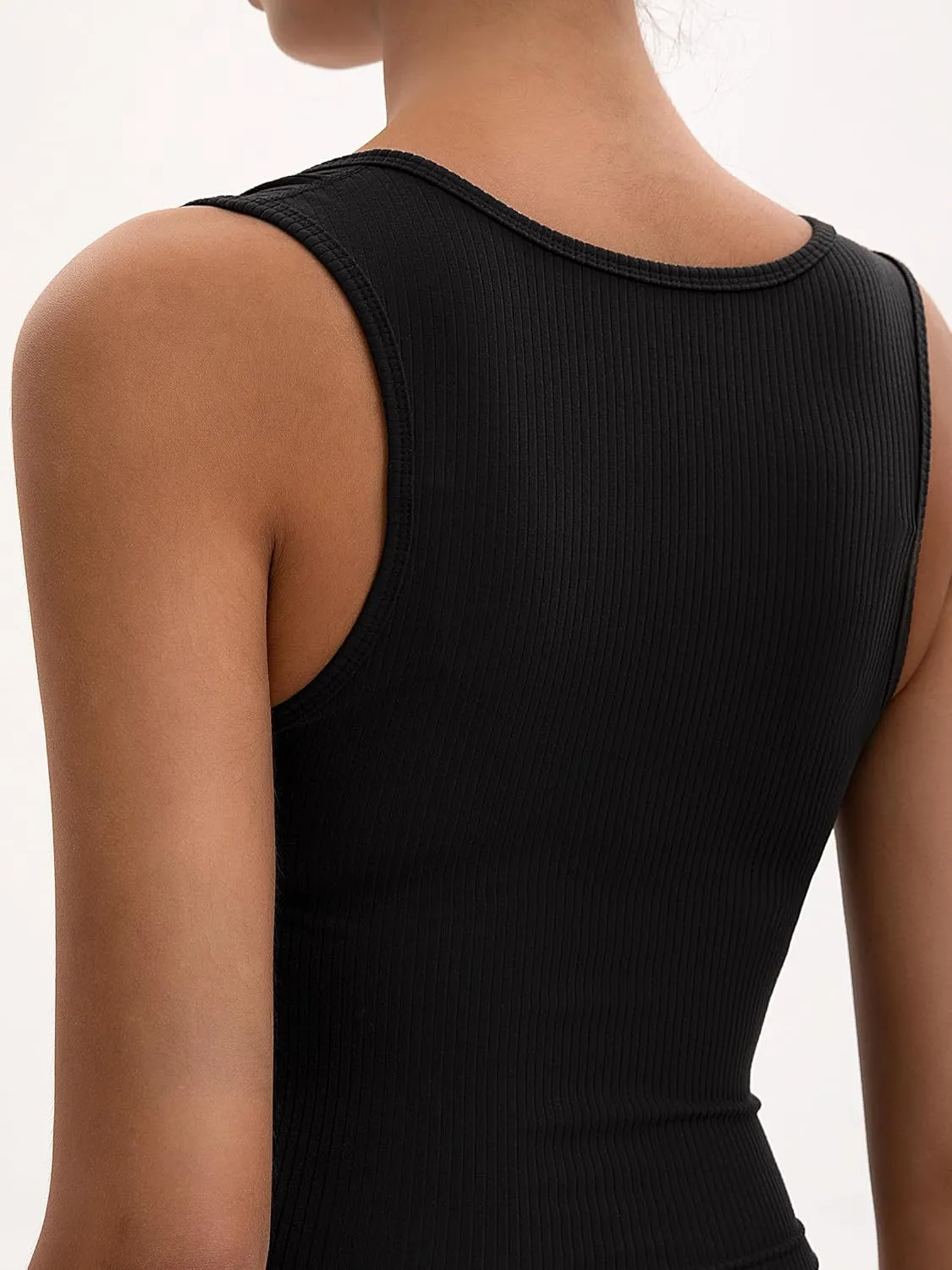 Women's Crop Tank Top Ribbed Sleeveless Shirts Wide Strap Square Neck Casual Basic Tanks 2025 Summer for Workout