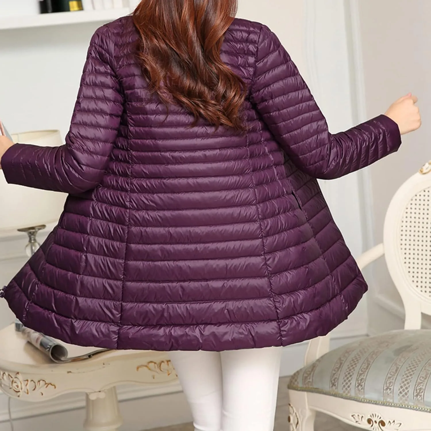 Women's Down Long Hooded Jacket Lightweight Warm Puffer Coat Bubble Coat Packable Hooded Puffer Jacket