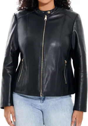 Women's Faux Leather Jacket Plus Size Motorcycle Biker Outwear Pu Zip Up Moto Coat