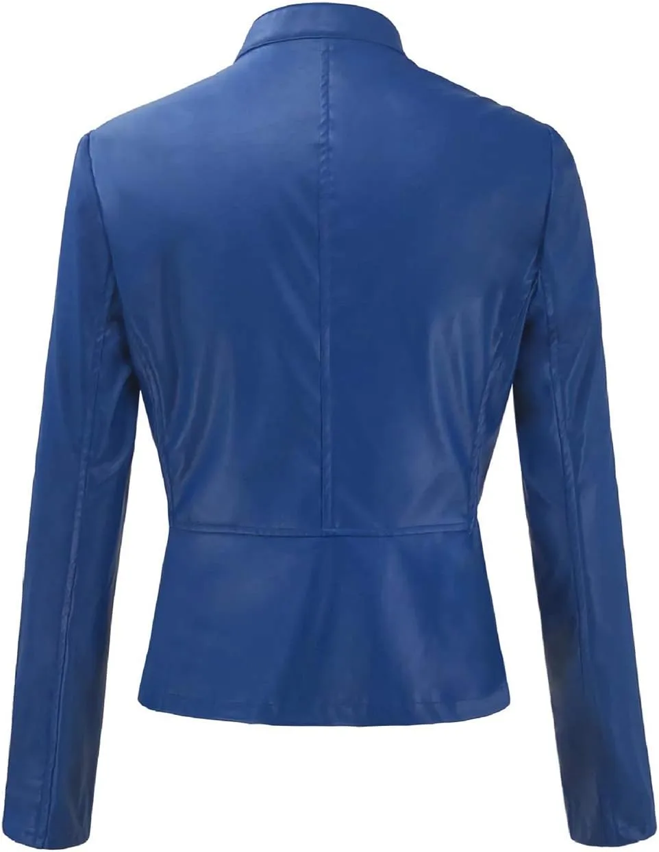 Womens Faux Leather Jackets Blazer Zip Up Motorcycle Solid Slim Coat Outwear