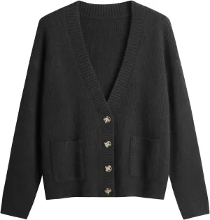 Women's Knit Cardigans Open Front Long Sleeve V Neck Button Down Loose Cardigan Sweaters Cable Knit Outwear Coats