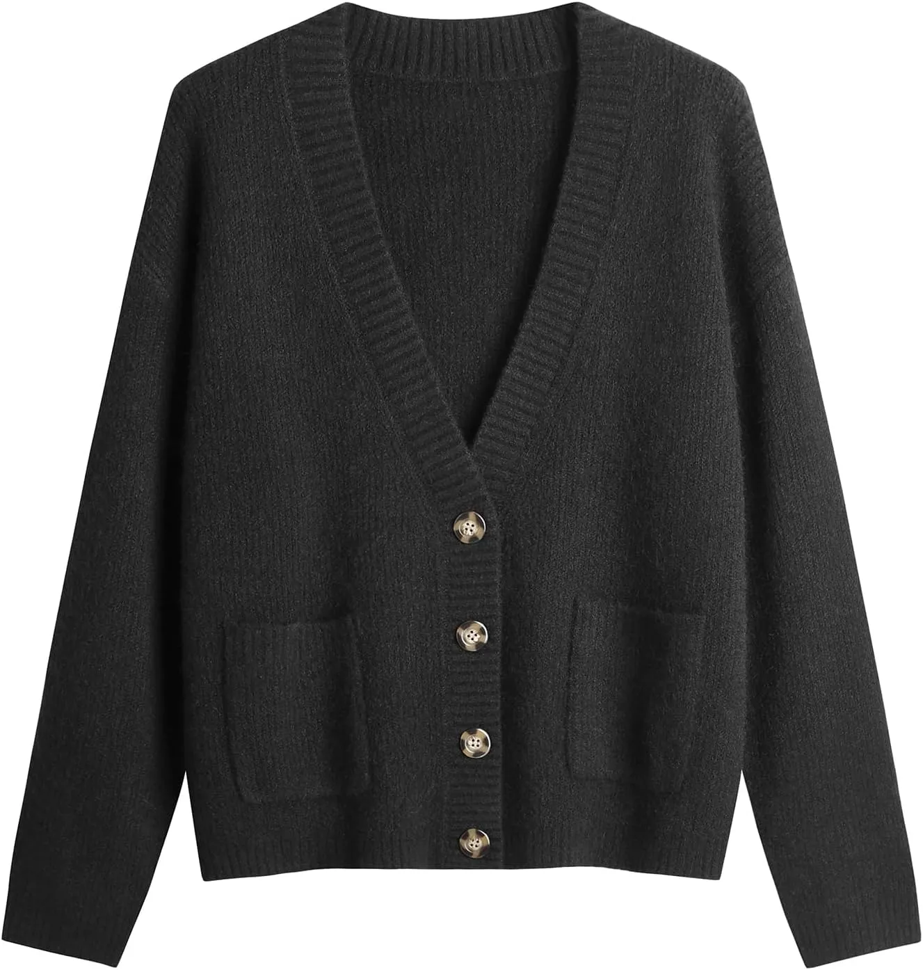 Women's Knit Cardigans Open Front Long Sleeve V Neck Button Down Loose Cardigan Sweaters Cable Knit Outwear Coats
