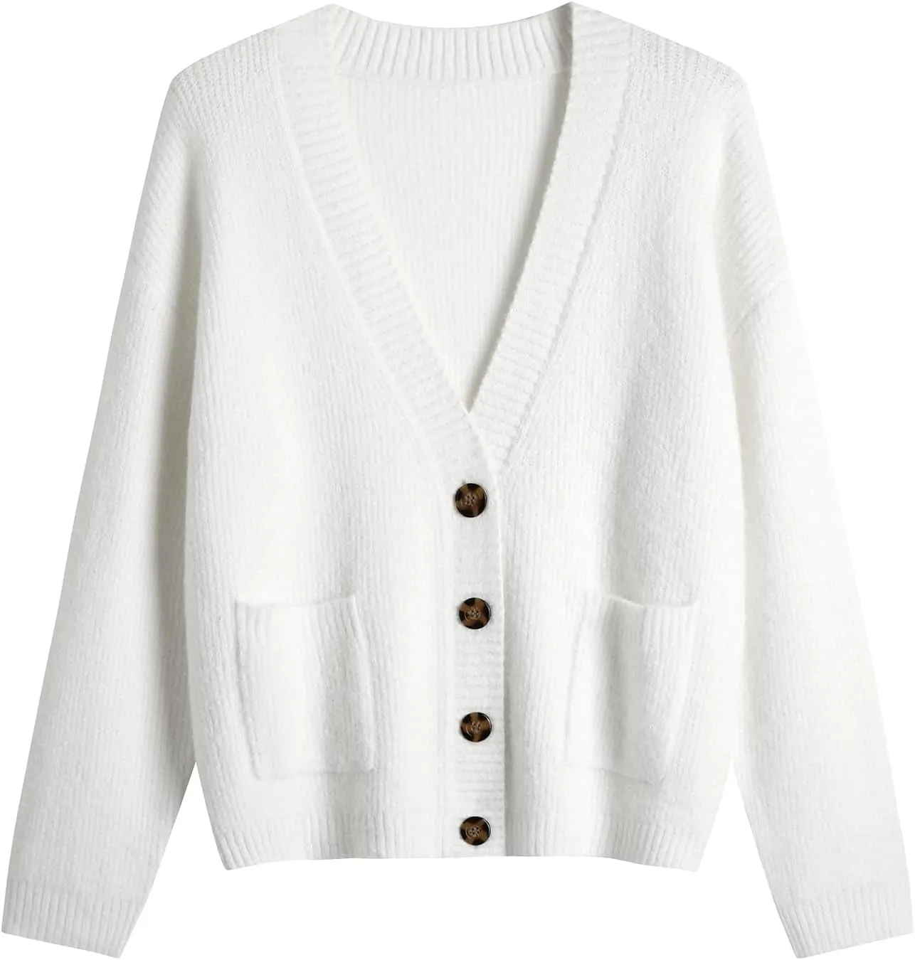 Women's Knit Cardigans Open Front Long Sleeve V Neck Button Down Loose Cardigan Sweaters Cable Knit Outwear Coats