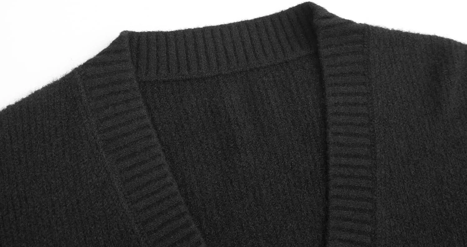 Women's Knit Cardigans Open Front Long Sleeve V Neck Button Down Loose Cardigan Sweaters Cable Knit Outwear Coats