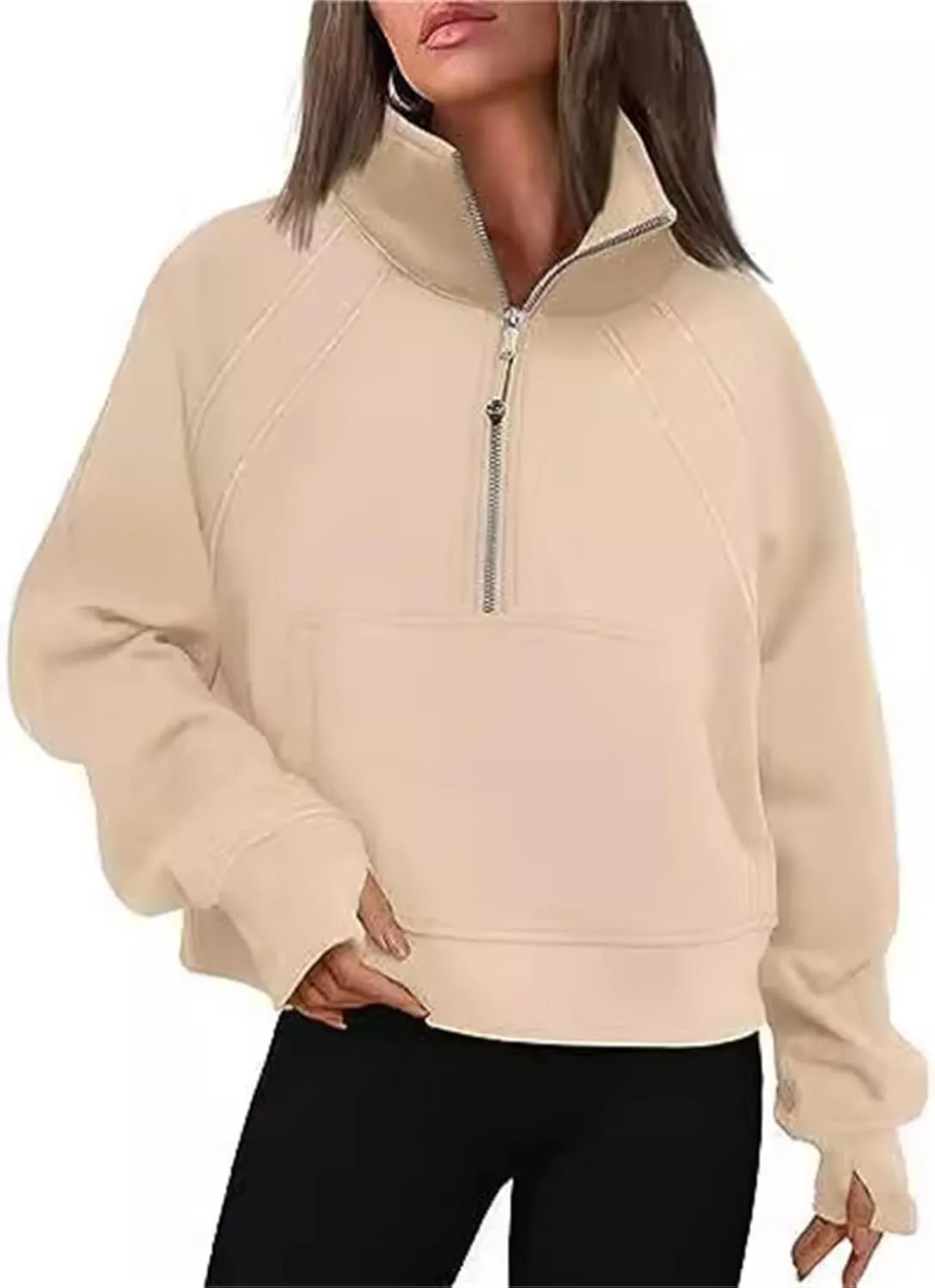 Womens Oversized Half Zip Cropped Sweatshirt, Quarter Zip Oversized Hoodies, Hoodies Fall Clothes Sweaters
