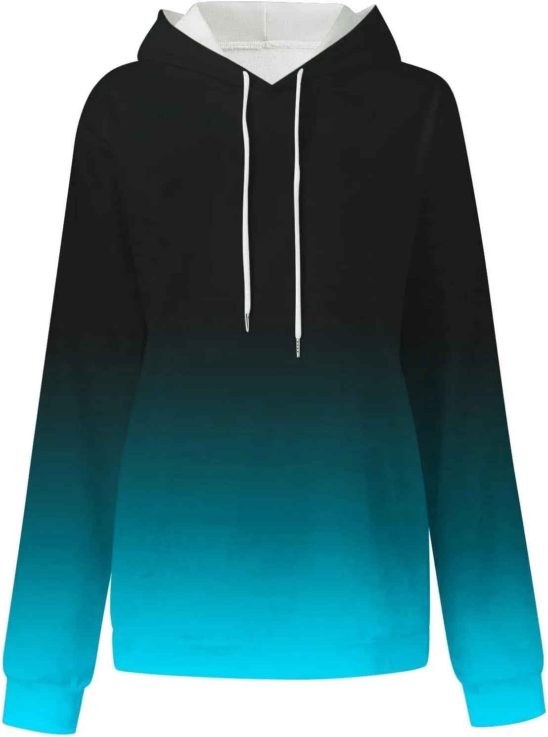 Women's Oversized Y2K Hoodies Pullover Tops Gradient Hooded Sweatshirts Fall Fashion Pocket Long Sleeve Blouse Outfits