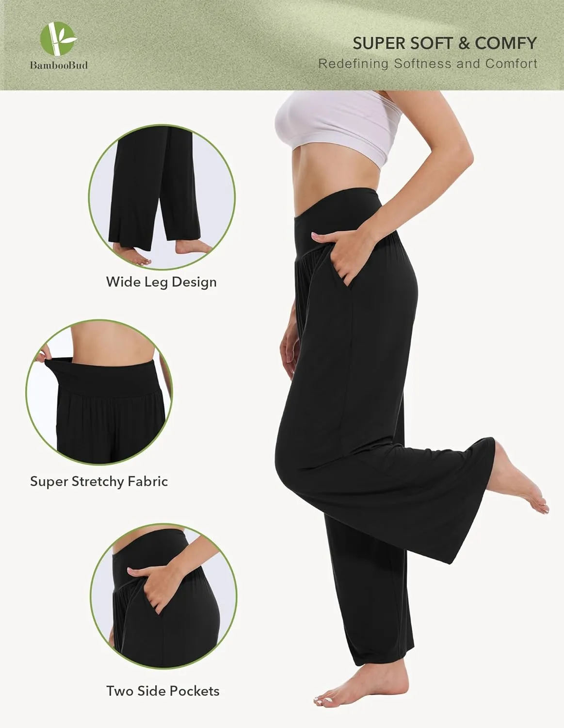 Women's Pajamas Pants Sleepwear Soft Knit Lounge Bottom Pockets Casual Loose Pjs Viscose from Bamboo S-XXL