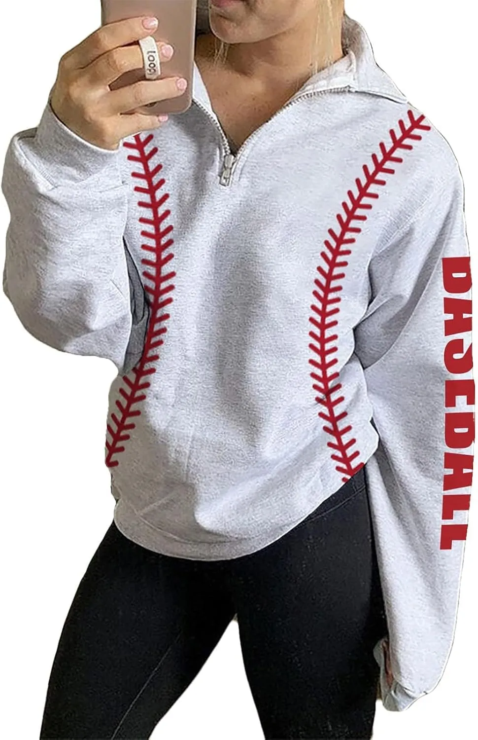 Womens Quarter Zip Shirt, Loose Casual Sweatshirt, 1/4 Zip Pullover Long Sleeve Tops for Women