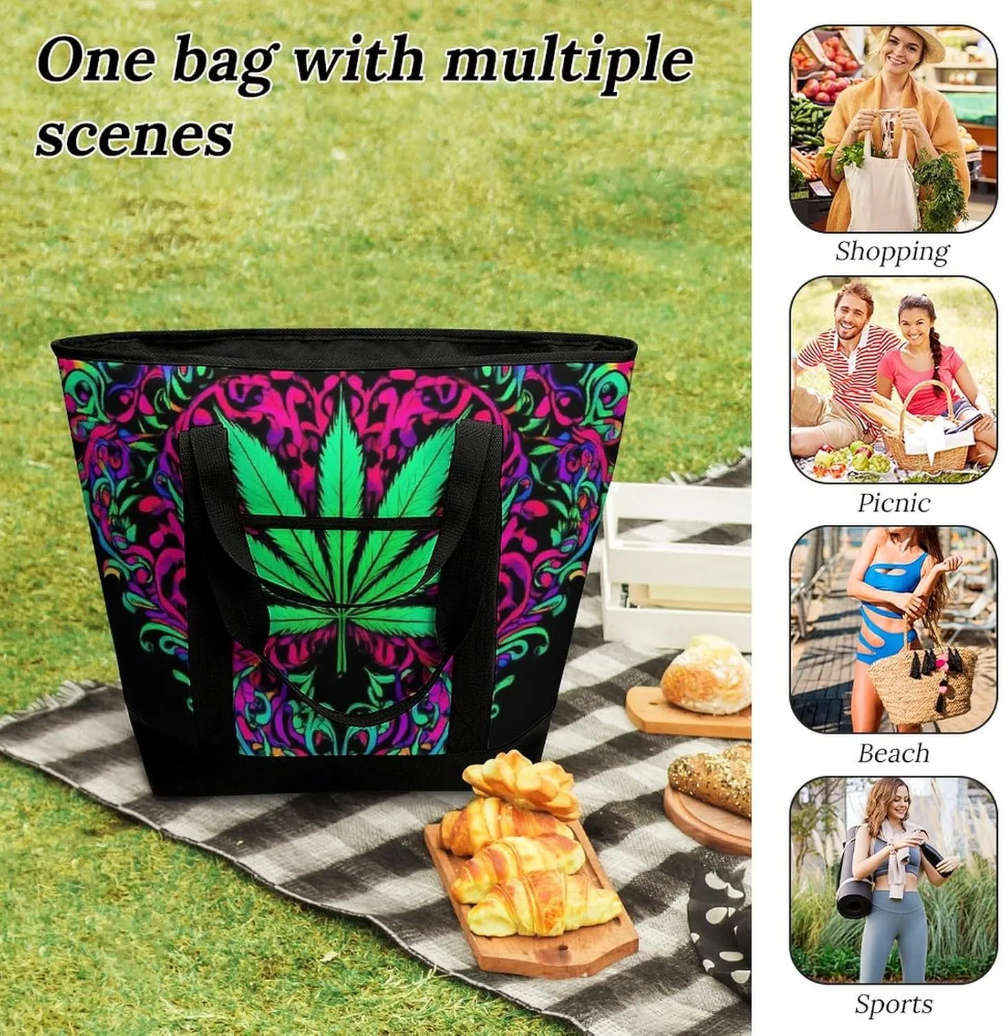 Women's Spacious Thermal Shoulder Bag Stylish Insulated Shopping Tote