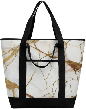 Women's Spacious Thermal Shoulder Bag Stylish Insulated Shopping Tote