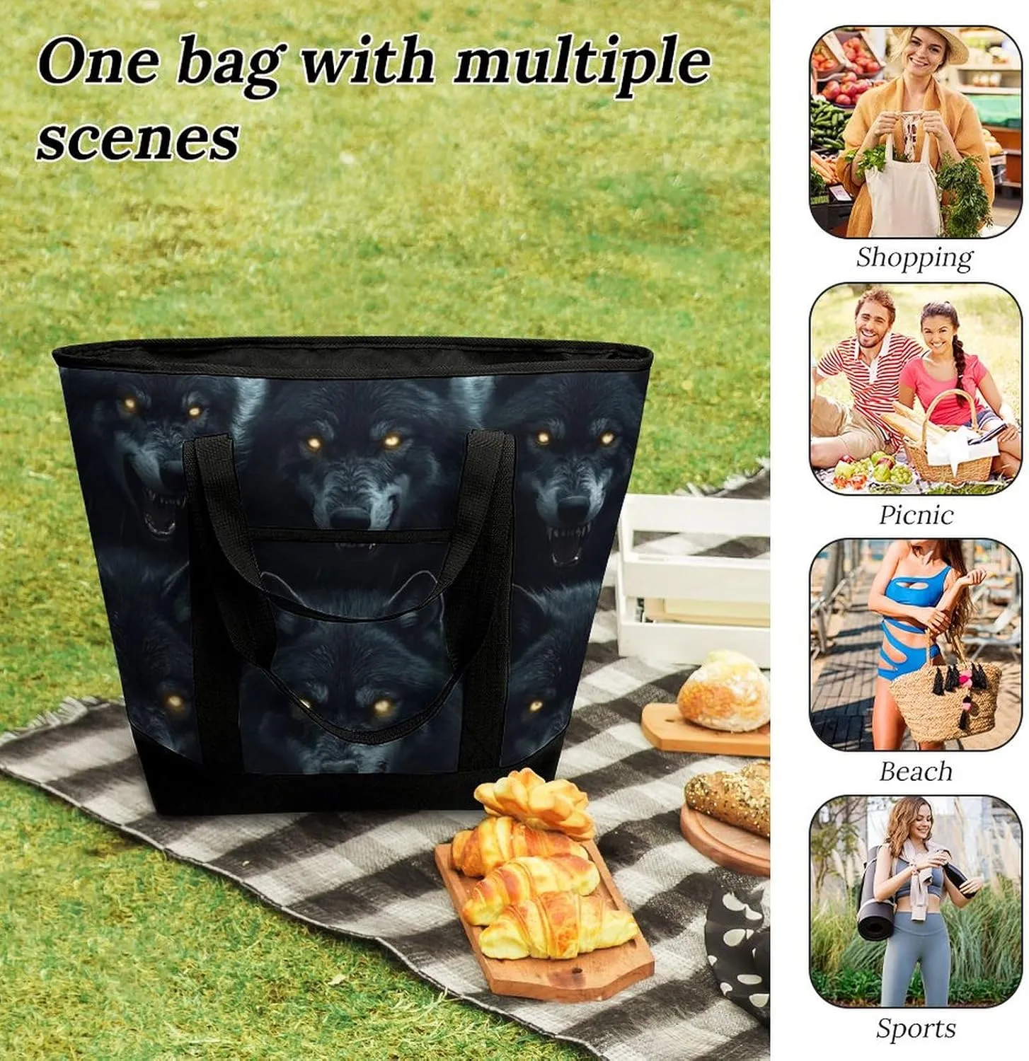 Women's Spacious Thermal Shoulder Bag Stylish Insulated Shopping Tote