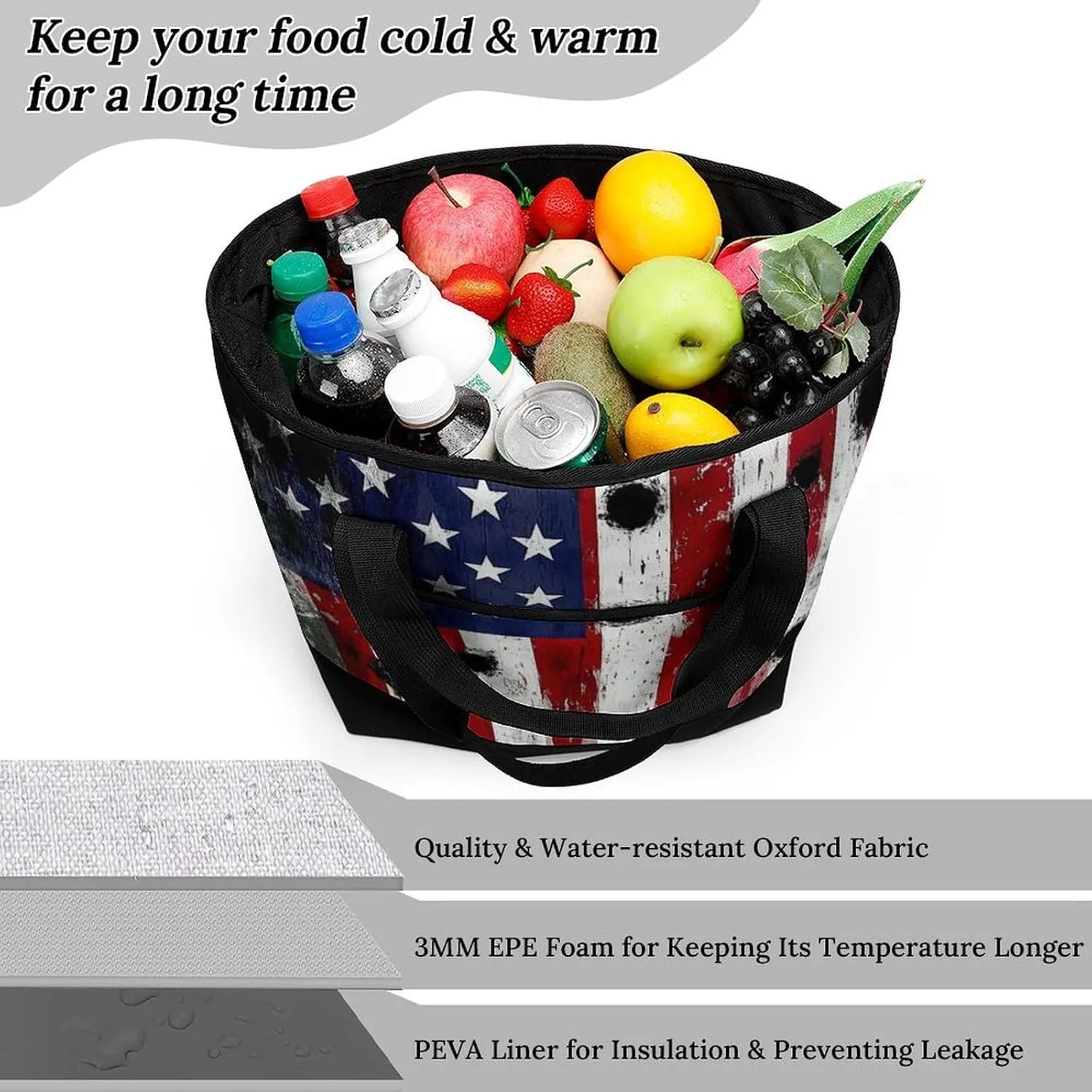 Women's Spacious Thermal Shoulder Bag Stylish Insulated Shopping Tote