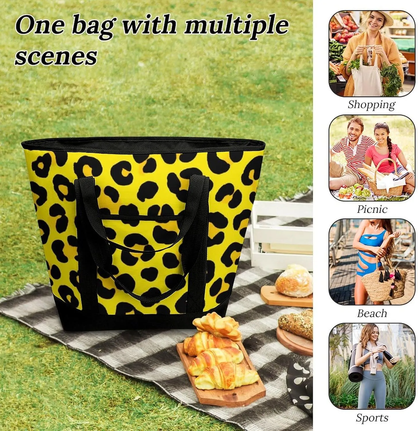 Women's Spacious Thermal Shoulder Bag Stylish Insulated Shopping Tote