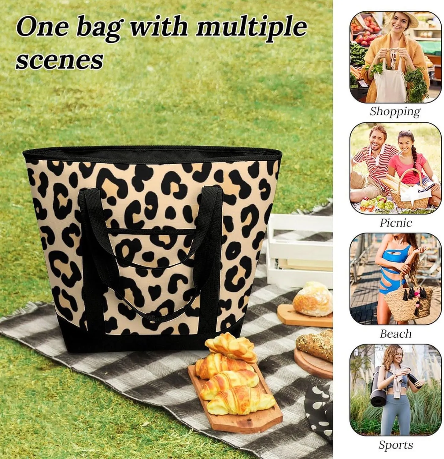 Women's Spacious Thermal Shoulder Bag Stylish Insulated Shopping Tote