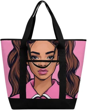 Women's Spacious Thermal Shoulder Bag Stylish Insulated Shopping Tote