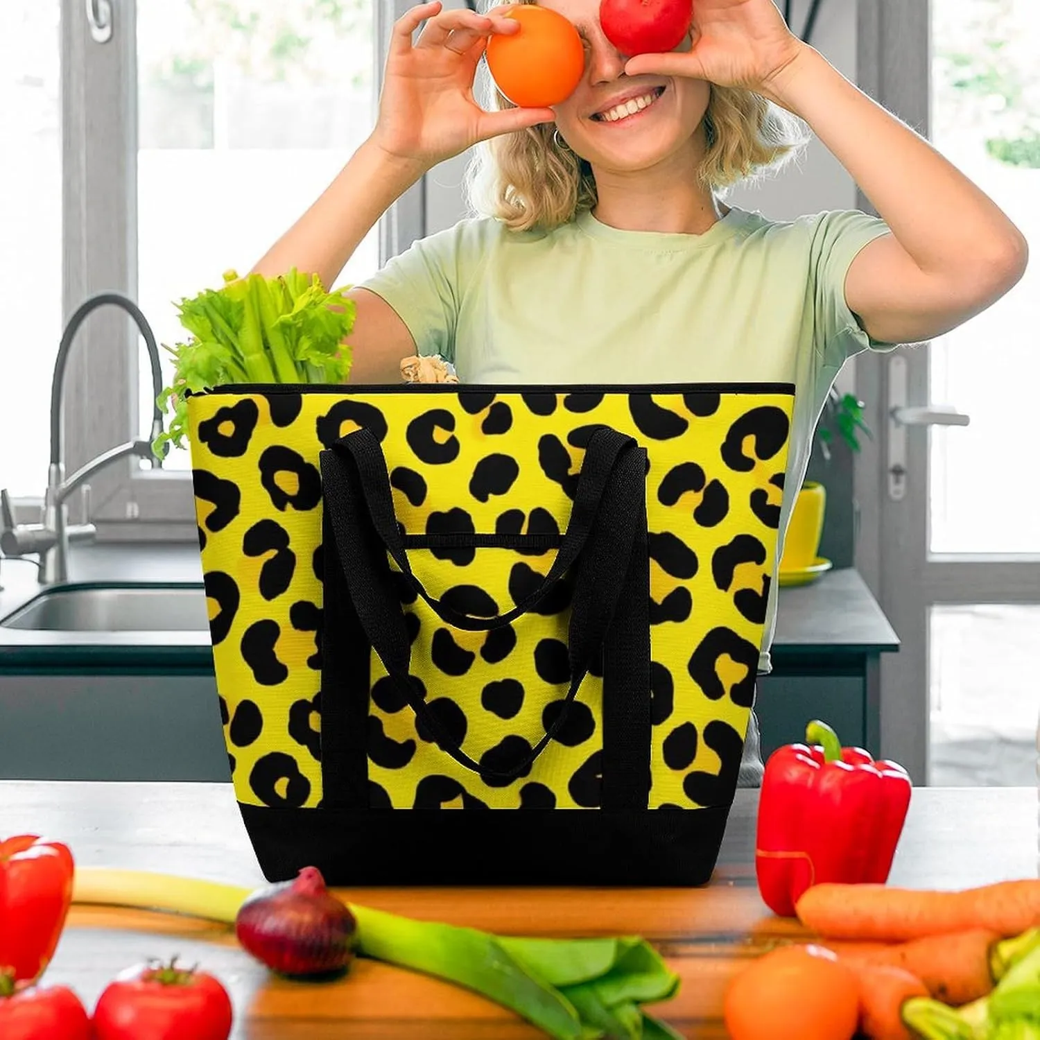 Women's Spacious Thermal Shoulder Bag Stylish Insulated Shopping Tote